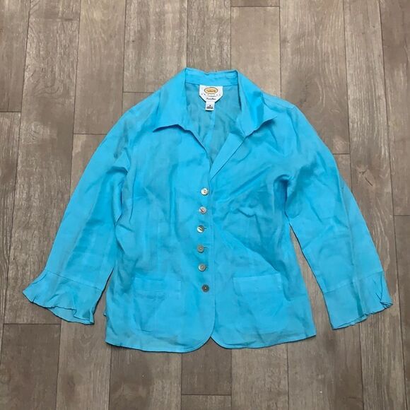 Womens Talbots Fresh Linen Thin‎ Blazer Jacket - Picture 1 of 6